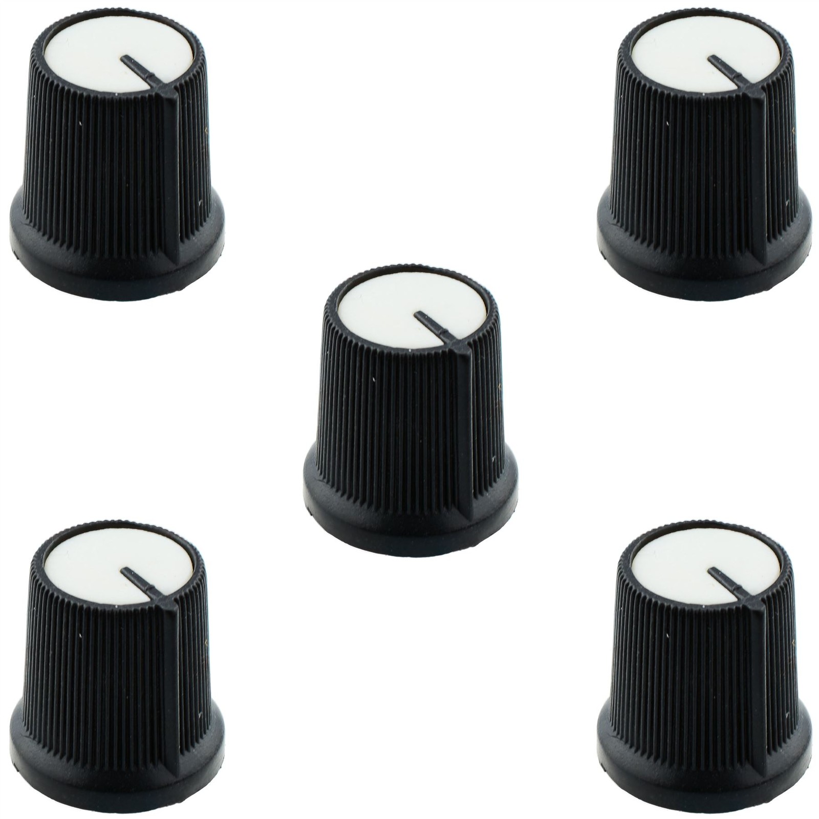 5 x White Potentiometer Knob for 6mm Shaft Pot