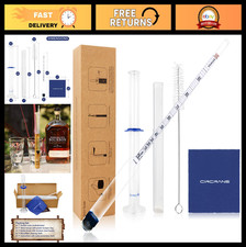 0-200 Proof Alcohol Hydrometer Kit with Glass Test Jar Cylinder - Accurate Dis