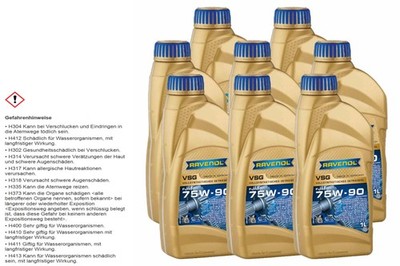 8x 1 L RAVENOL Getriebeöl VSG SAE 75W-90 für VW G052911A2 VW G052539A2 MB 235.8