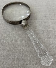 Vintage Cut Crystal Handle Magnifying Glass 7.5”
