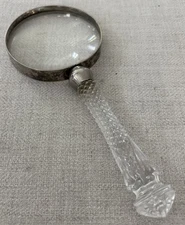 Vintage Cut Crystal Handle Magnifying Glass 7.5”