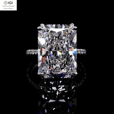 IGI 6.00CT E VVS2 Radiant Cut Lab Grown Diamond Engagement Ring 14K White Gold