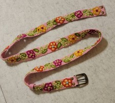 Artesana Love Floral Embroidered Wool Belt Large Pink Handmade Peru