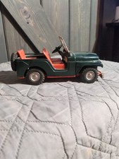 Vintage SSS Shioji Tin Friction-Motor Military Police Jeep No. S-1077
