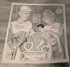 1966 Ted Williams & Casey Stengel Original HOF Al Rainovic Original Cartoon Art