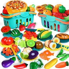 play food set kids kitchen pretend food toy vegetables fruits baskets