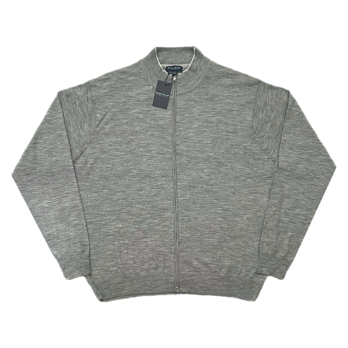 $370 Peter Millar Suéter XXL Excursionist Flex Gale Gris Cremallera Completa Cárdigan