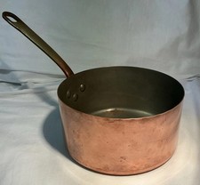 Vintage French Copper Pan Brass Handle Les Cuivres De Vesoul  16cm diameter 