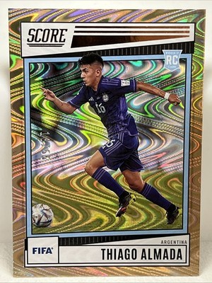 Panini Score FIFA 2022-23 Thiago Almada Silver Swirl Argentina #103 RC 18/55