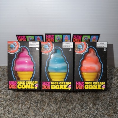 NeeDoh Nice Cream Cone SET OF 3 NEE DOH Ice Squishy Twirly Whirly