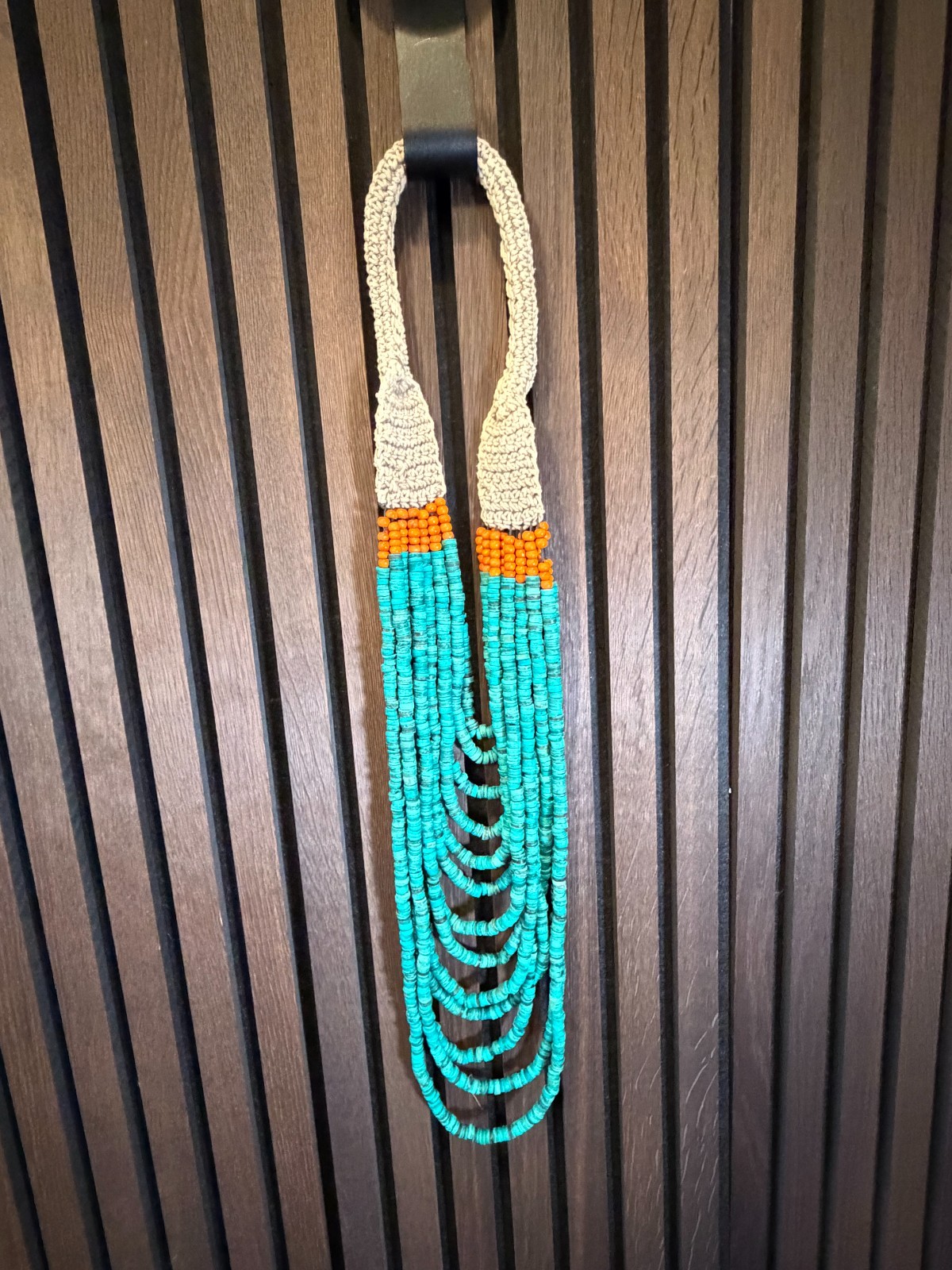 Turquoise Statement Necklace Multi Strand Faux  C… - image 2