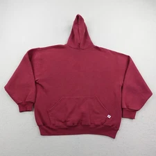 Vintage Russell Athletic Hoodie Mens XL Red Pullover Sweatshirt Warmup Gym Y2K