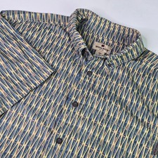 Camisa de manga corta de algodón azul amarillo estampado de kayaks crepuscular XL Woolrich para hombre
