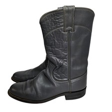 Justin Roper Western Cowboy Leather Boots Gray Womens L 3056 Size 6 B Festival