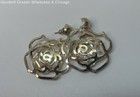 Fashion Gold Tone Textured Hoop & Openwork Floral Earrings 22.2g — photo 3