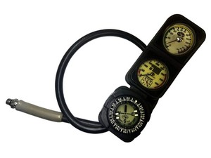 Dacor 3 Gauge Compass, Depth and Pressure Black Scuba Diving