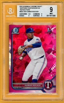 KUMAR ROCKER 2022 Bowman Chrome Padparadscha Refractor Rookie BGS 9 MINT #d 1/1