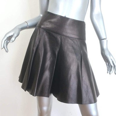 Alaia Pleated Leather Mini Skirt Black Size 38 | eBay