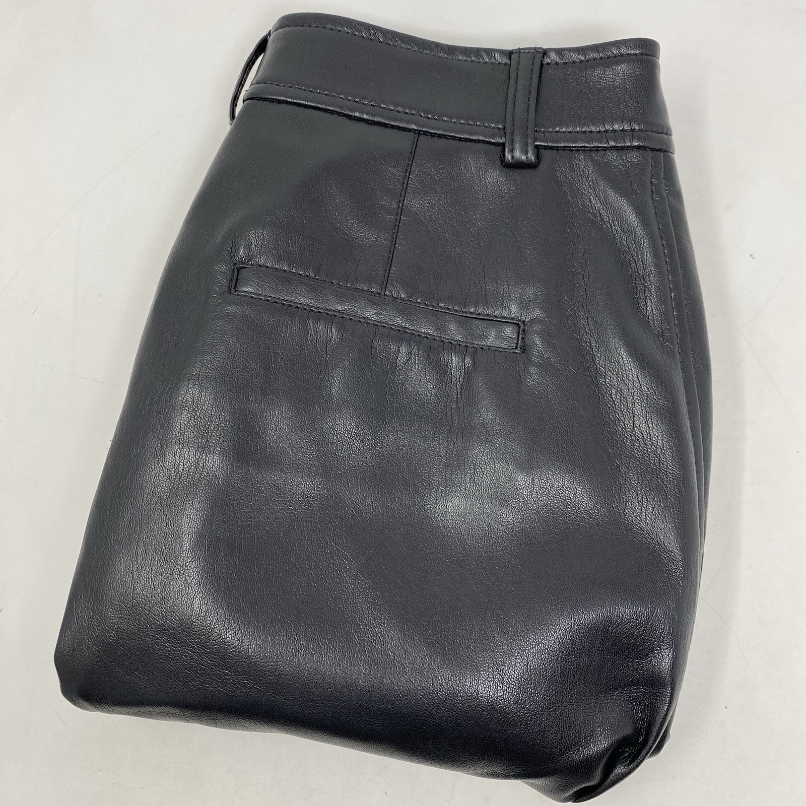 Babaton Women's 6 Black Faux Leather Command High Rise Wide Leg Cropped Pants