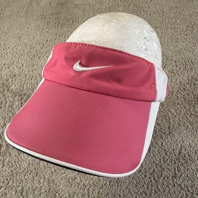 Vintage Nike Hat Visor Strap Back Womens O/S Pink Tailwind FIT DRY Running Y2K