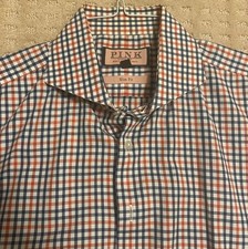 Thomas Pink Slim Fit Long Sleeve Dress Shirt French Cuffs 17x34-35