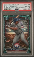 2023 BOWMAN DRAFT CHROME-AQUA LUNAR CRATER REFRACTOR WYATT LANGFORD 22/125 PSA 6