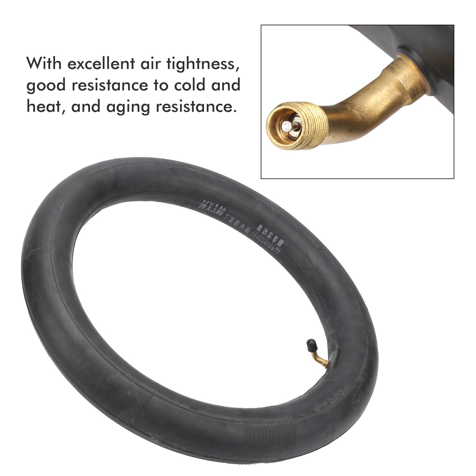 16x3.0 Electric Bicycle Inner Tube With Bent Angle Valve Thicken Butyl Rubber In