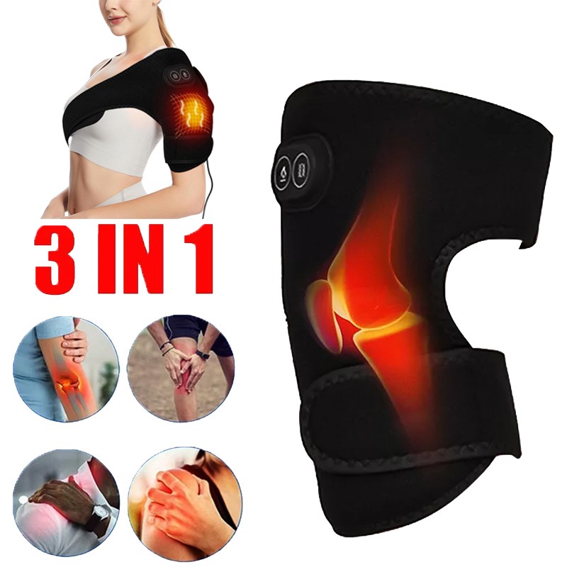 Electric Heated Shoulder Massager With Vibration Massage Brace Joint Pain Relief