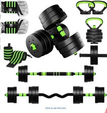 6-in-1 Adjustable Dumbbell Barbell Kettlebell Home Gym Weights Set