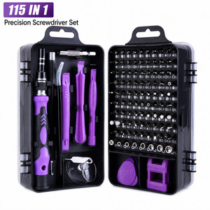 115 in 1 Precision Screwdriver Set DIY Electronic Repair Tool Kit Black Purple