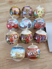   VINTAGE Satin Spun Silk Thread Shiny Christmas Ornaments Balls Lot of 11