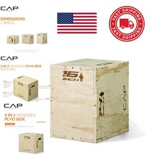 3 in 1 Plyometric Box 16 Inch Wood Black with...