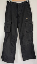 Vintage Nike Cargo Trousers Mens Small Black Y2K Baggy Skateboard Pants W30