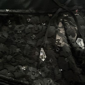 Vintage Black Victoria Secret Sexy Little Things Lace Crystals Hiphugger Panties