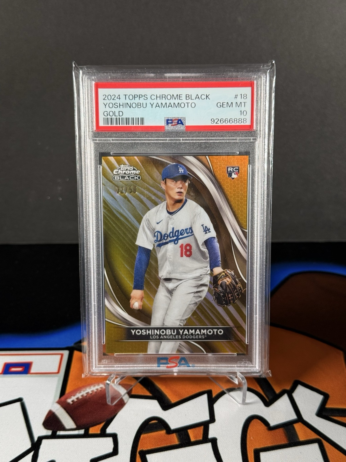 2024 Topps Chrome Black #18 Yoshinobu Yamamoto Gold Refractor Rookie PSA 10 #/50
