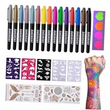 Temporary Tattoo Marker for Skin, 15 Colors Tattoo Pen  50 Single-Ended