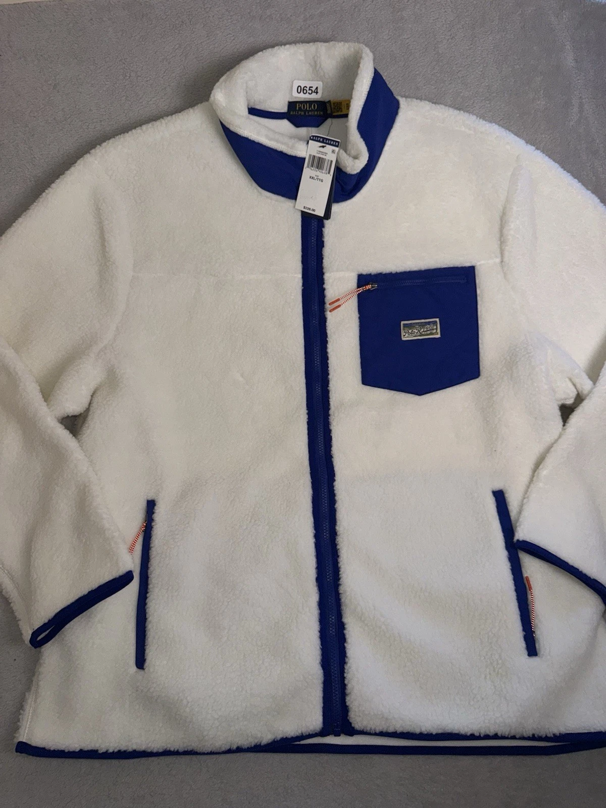 Polo Ralph Lauren Jacket Men’s 2XL Ivory Clubhouse Cream Bonded Pile Fleece