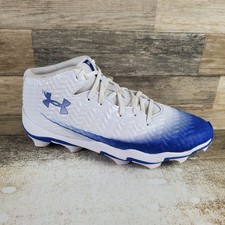 Under Armour Spotlight Hammer Mens Football Cleats Sz 10 White Blue Lace Up Shoe