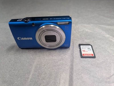 Canon PowerShot A4000 IS HD 16.0MP Digital Camera Blue 16gb Sd