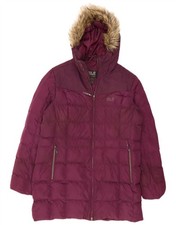 Jack Wolfskin Womens Hooded Padded Coat UK 20 2XL Burgundy Polyester AP05