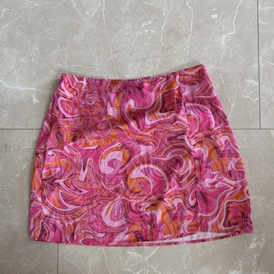 Fishbone Damen Minirock kurz mehrfarbig abstraktes Muster Gr S