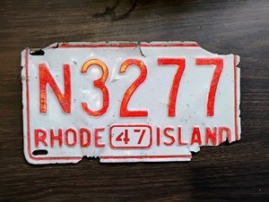 Rhode Island RI License Plate N3277 Vintage 1947