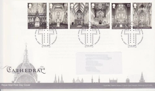 GB Stamps First Day Cover Cathedrals, church, religion, St Pauls, cross SHS 2008