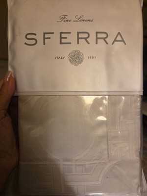 Sferra Decorato Euro Continental Sham Ivory Cotton Sateen Jacquard Geometric New