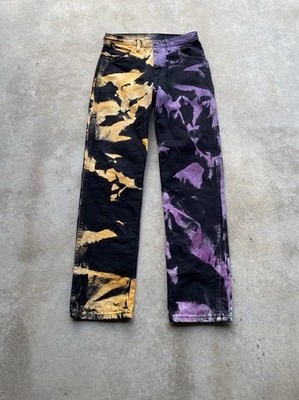 Tie Dyed Black Denim Straight Leg Size 30 Custom Jeans 1 Of 1 Streetwear