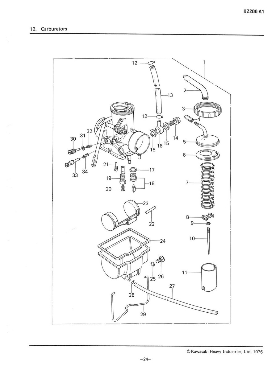 KAWASAKI Parts Manual KZ200 1977 1978 Replacement Spares Catalog
