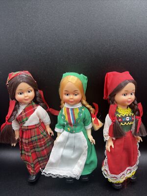 Vintage Nationality Dolls Set of 3 Scotland Ireland Germany Sleeping Eyes 5 