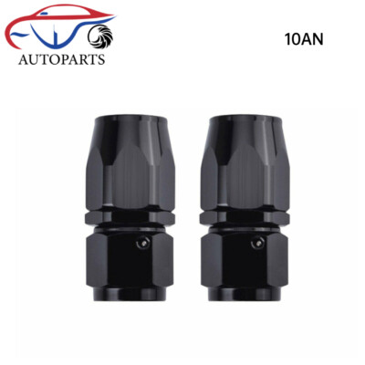 2Pcs 10AN Straight Swivel Hose End Fitting For CPE Oil Fuel Line Aluminum Black