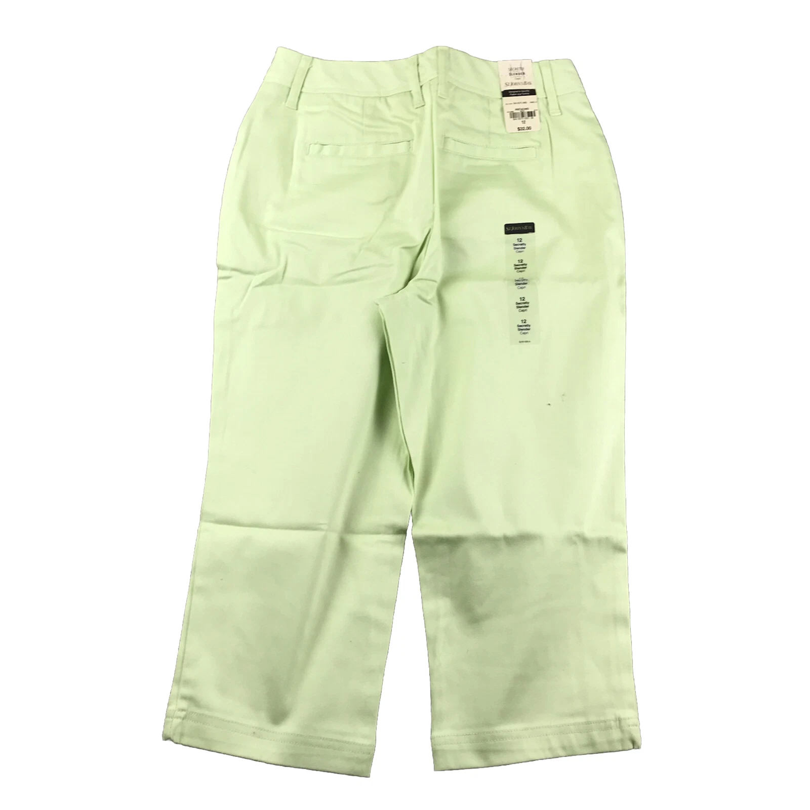 St Johns Bay Pants Womens 12 Green Lightweight Secretly Slender Capris NWT