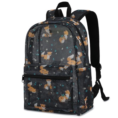 Fox Mesh Backpack for Girls Women See Through Casual School College Student B...